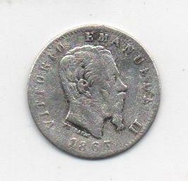 ITALIA DEL AÑO 1863 DE 20 CENTESIMOS